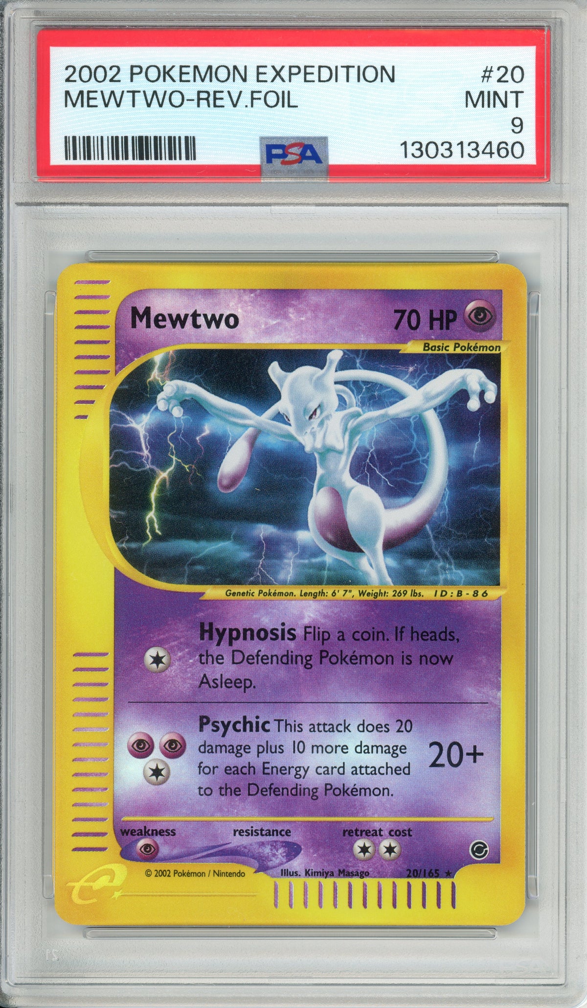 Pokemon Graded: Mewtwo 20/165 Expedition (2002) Rev. Foil PSA 9