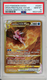 Pokemon Graded: Origin Forme Palkia VSTAR GG67/6670 Crown Zenith (2023) Gold Secret Rare PSA 10