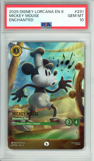 Lorcana Graded: Mickey Mouse Steamboat Pilot 231/204 Enchanted (2025) PSA 10