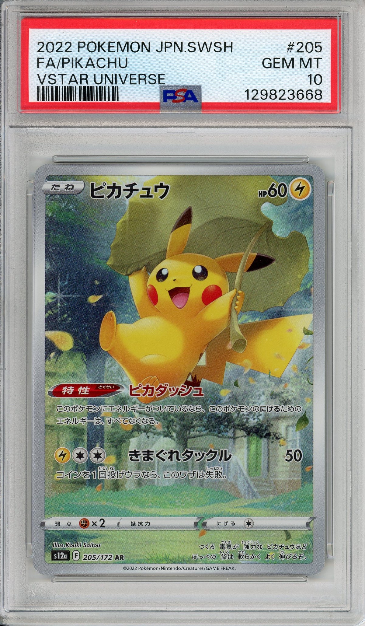 Pokemon Graded: JP Pikachu 205/172 Vstar Universe (2022) Full Art Holo PSA 10