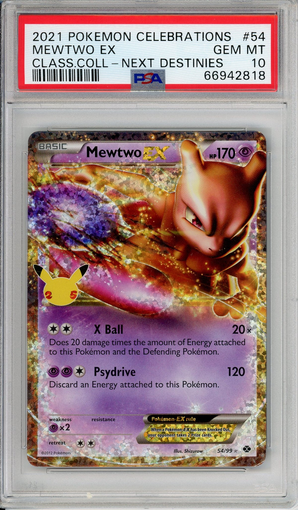Pokemon Graded: Mewtwo EX 54/99 Celebrations Classic Collections (2021) Holo PSA 10