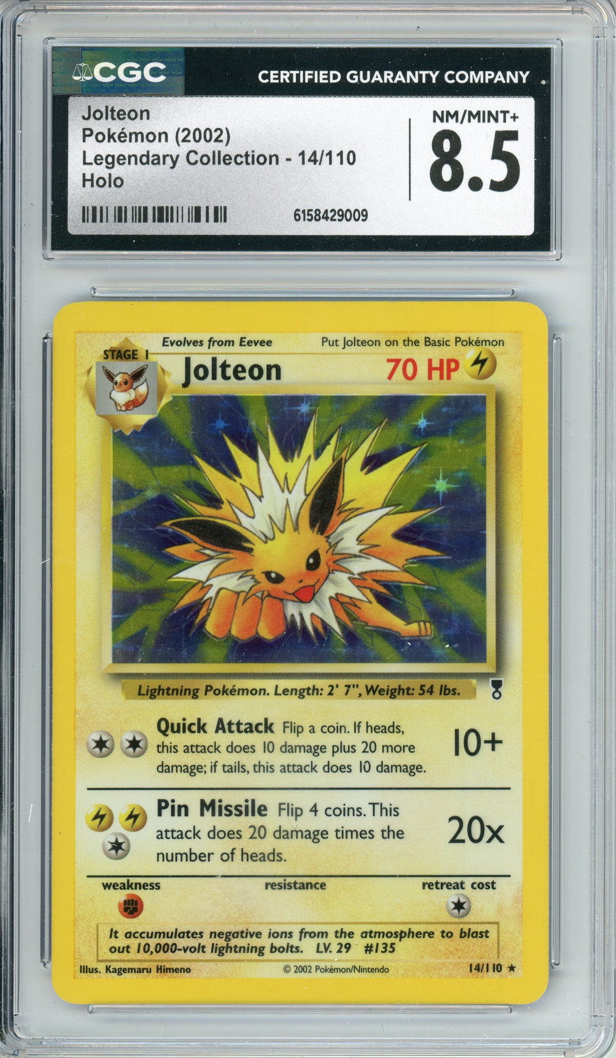 Pokemon Graded: Jolteon 14/110 Legendary Collection (2002) Holo CGC 8.5