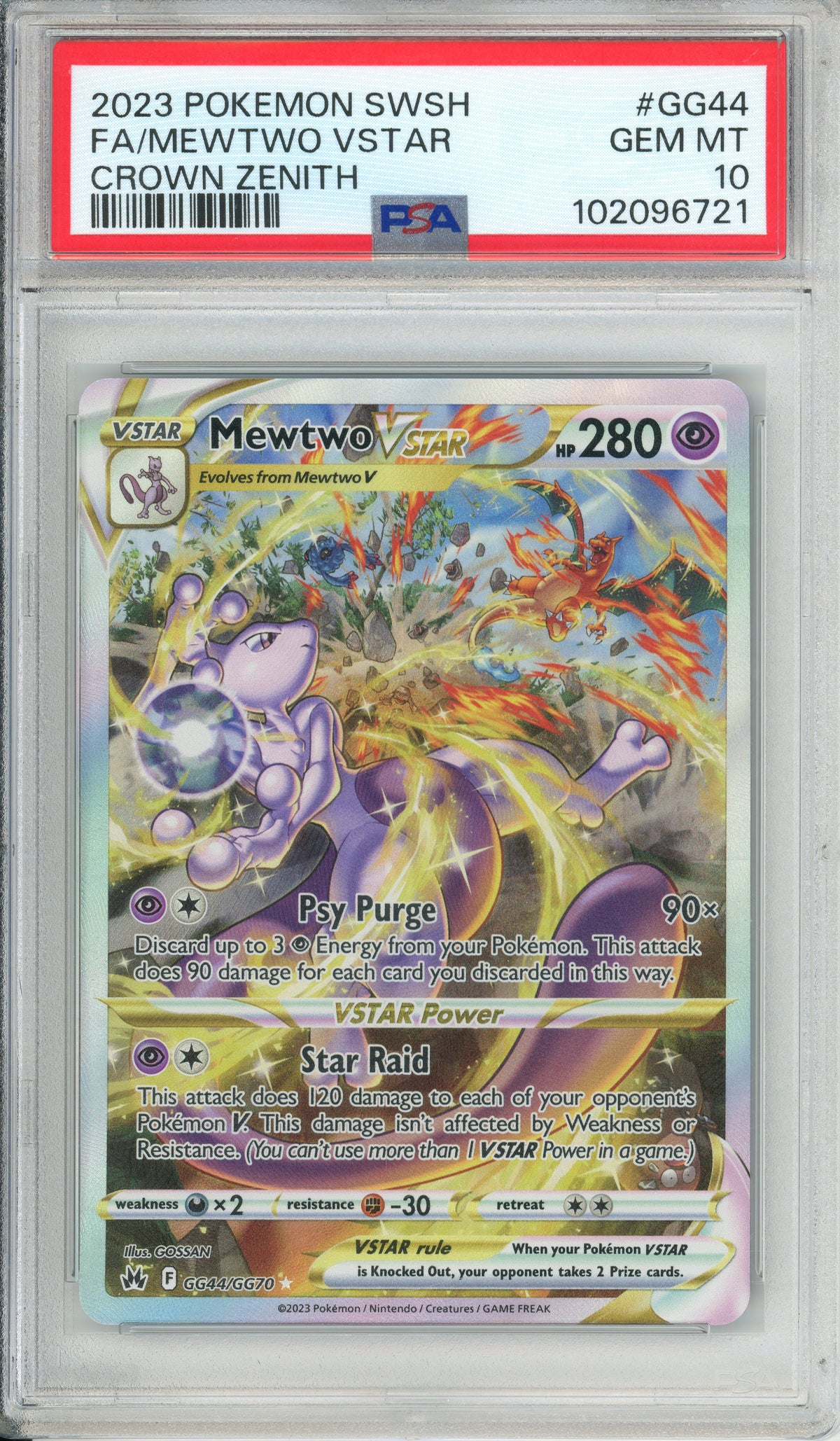 Pokemon Graded: Mewtwo VSTAR GG44/GG70 Crown Zenith (2023) Full Art PSA 10