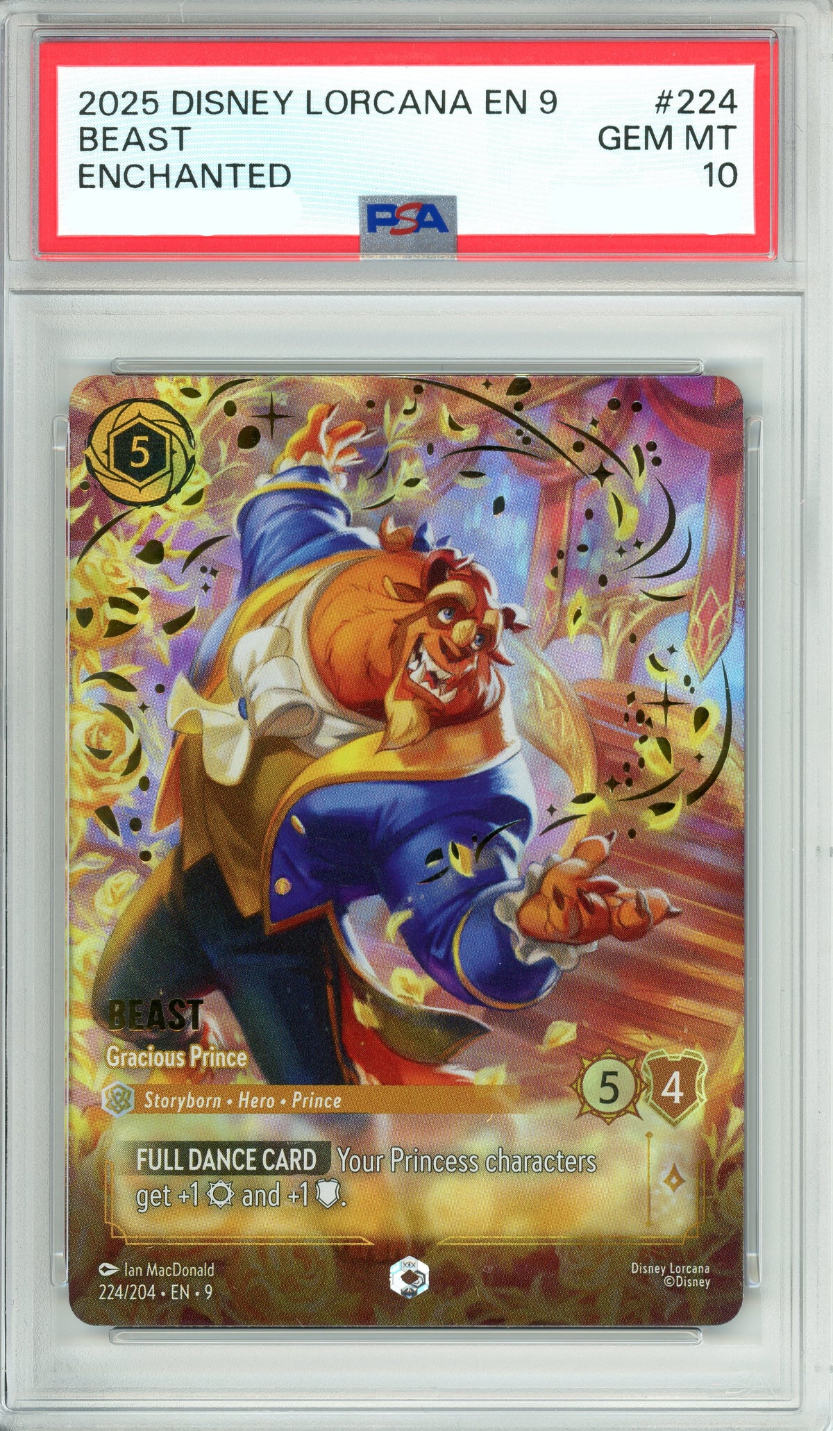 Lorcana Graded: Beast Gracious Prince 224/204 Enchanted (2025) PSA 10