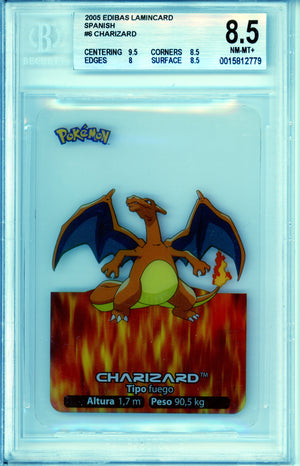 Pokemon Graded: Spanish Charizard #6 Edibas Lamincard (2005) Beckett 8.5