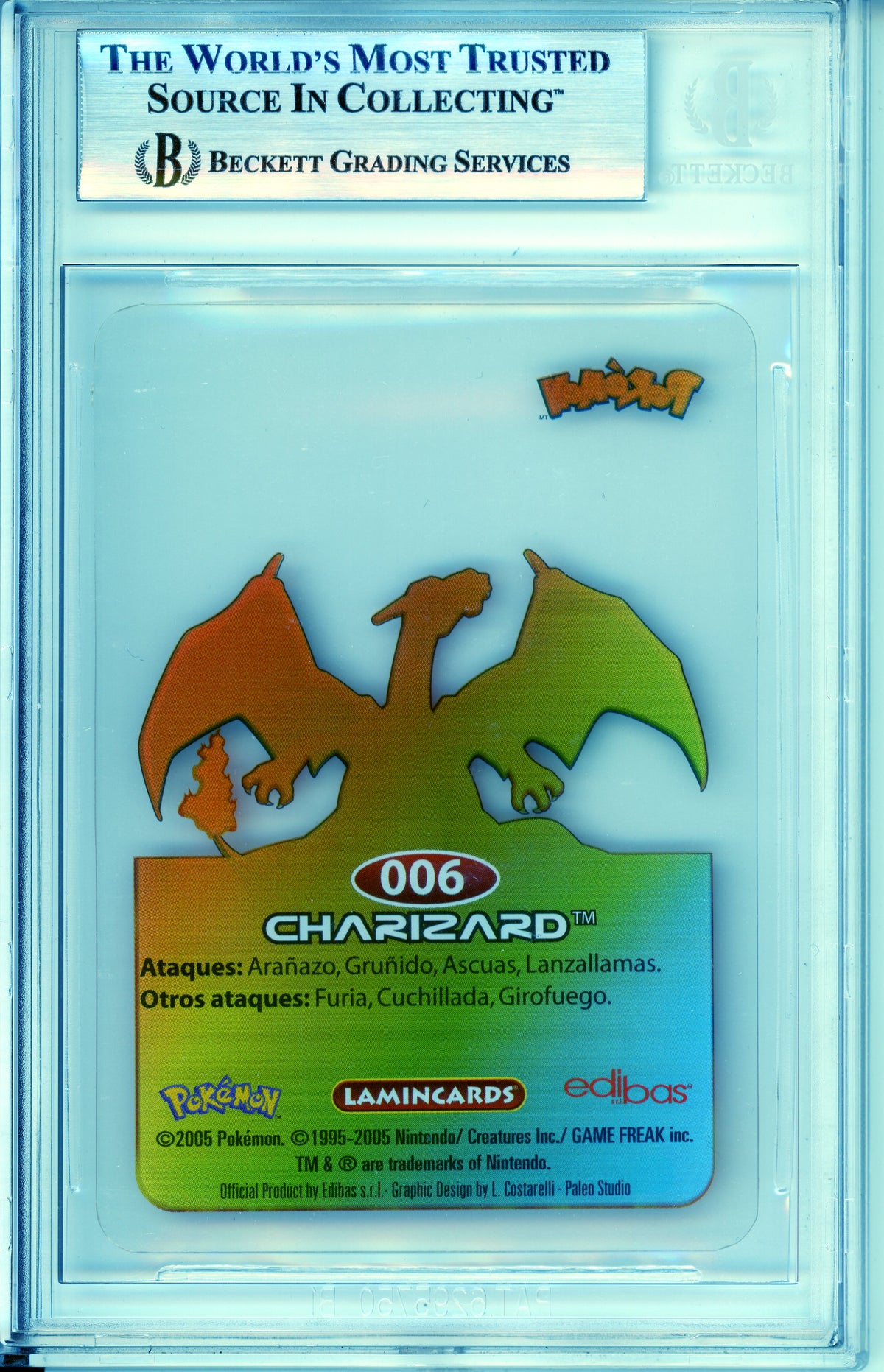 Pokemon Graded: Spanish Charizard #6 Edibas Lamincard (2005) Beckett 8.5