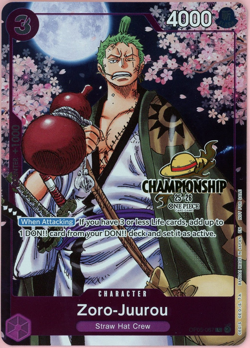 One Piece Single: Zoro-Juurou OP05-067 Awakening Of A New Era Championships 25-26 NM