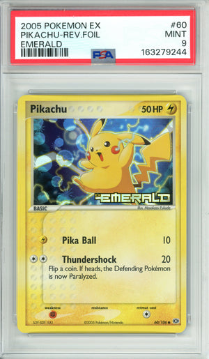 Pokemon Graded: Pikachu 60/106 Emerald (2005) Holo PSA 9