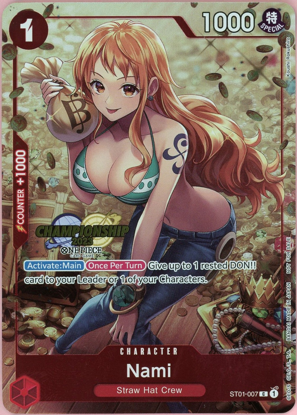 One Piece Single: Nami ST01-007  Starter Deck 1 Straw Hat Crew Championship 2023 NM