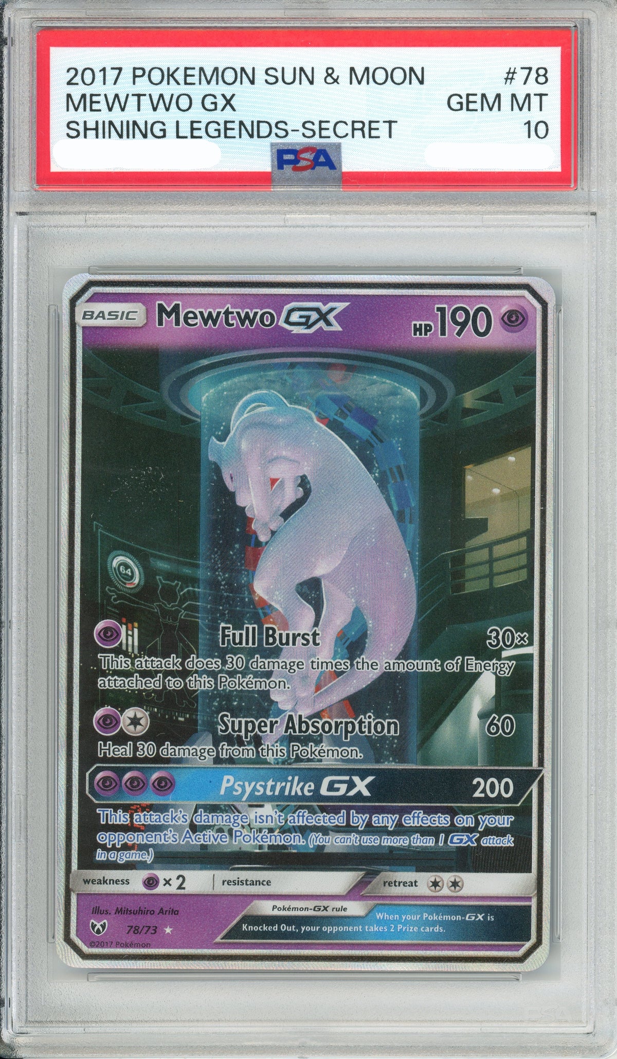 Pokemon Graded: Mewtwo GX 78/73 Sun & Moon Shining Legends (2017) PSA 10