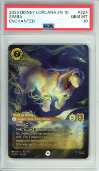 Lorcana Graded: Simba King in the Making 224/204 Enchanted (2025) PSA 10