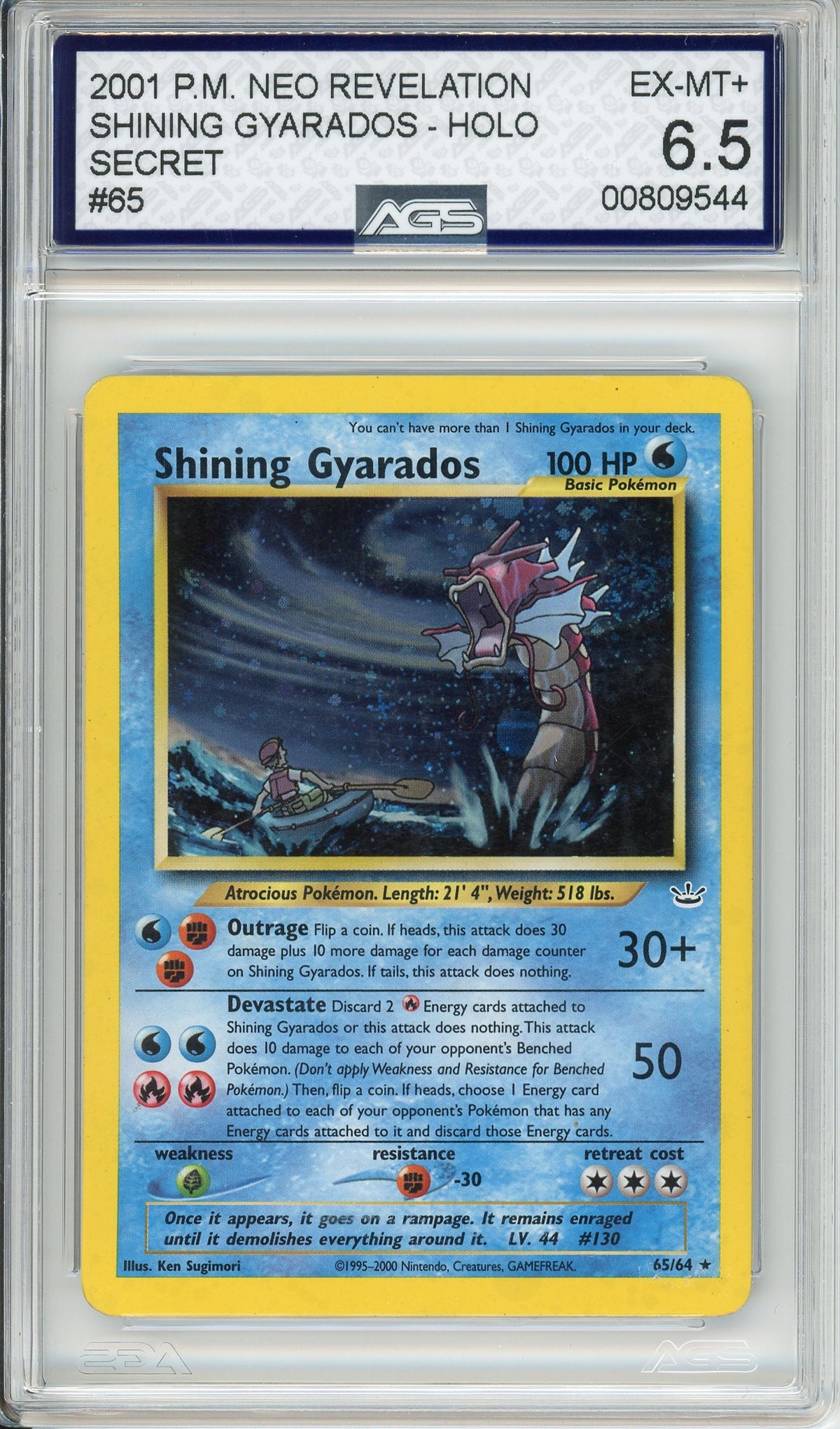 Pokemon Graded: Shining Gyarados 65/64 Neo Revelation (2001) Secret Rare Holo AGS 6.5