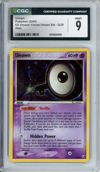 Pokemon Graded: Unown Q/28 EX Unseen Forces Set (2005) Holo CGC 9