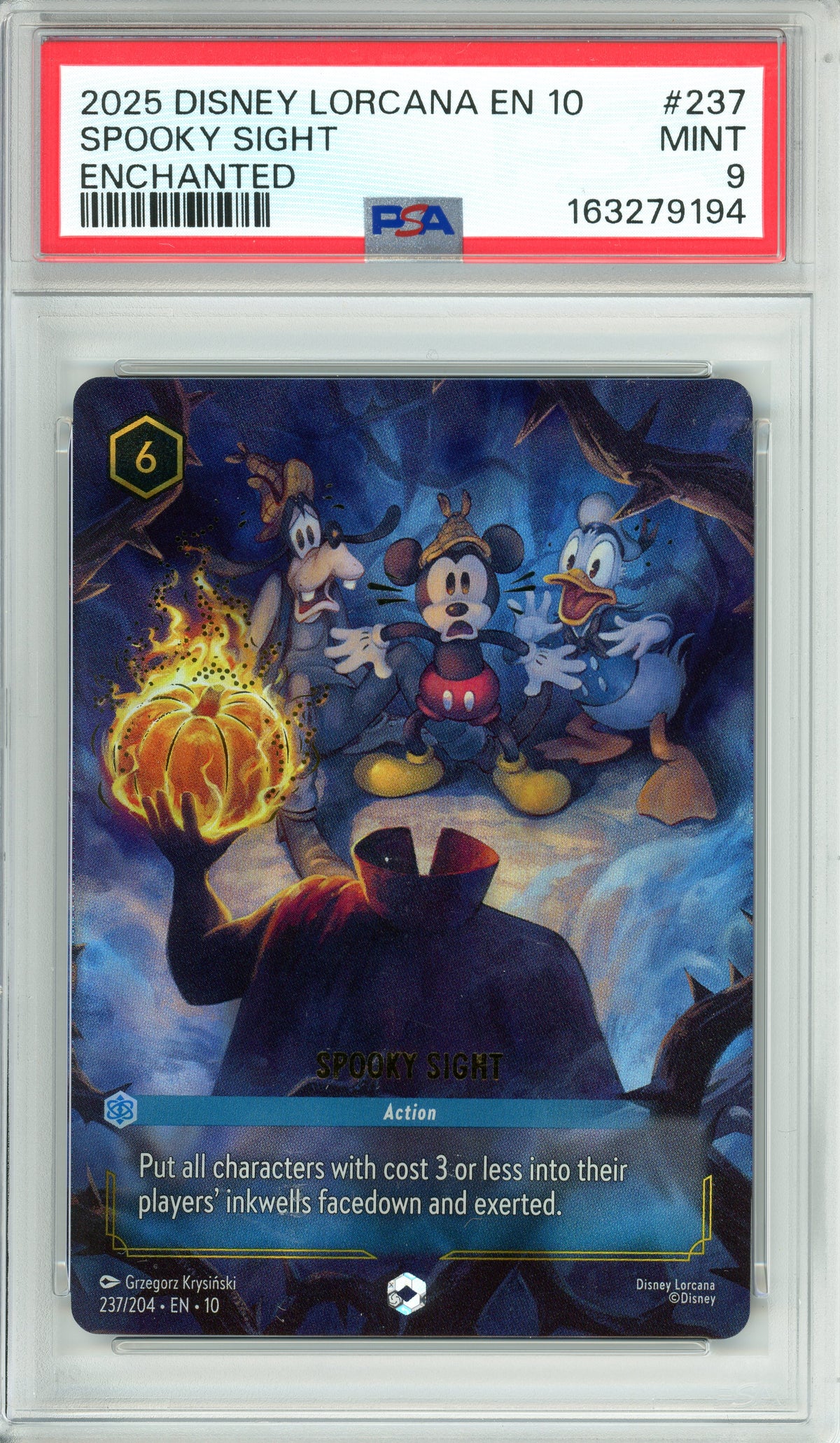 Lorcana Graded: Spooky Sight 237/204 Enchanted (2025) PSA 9