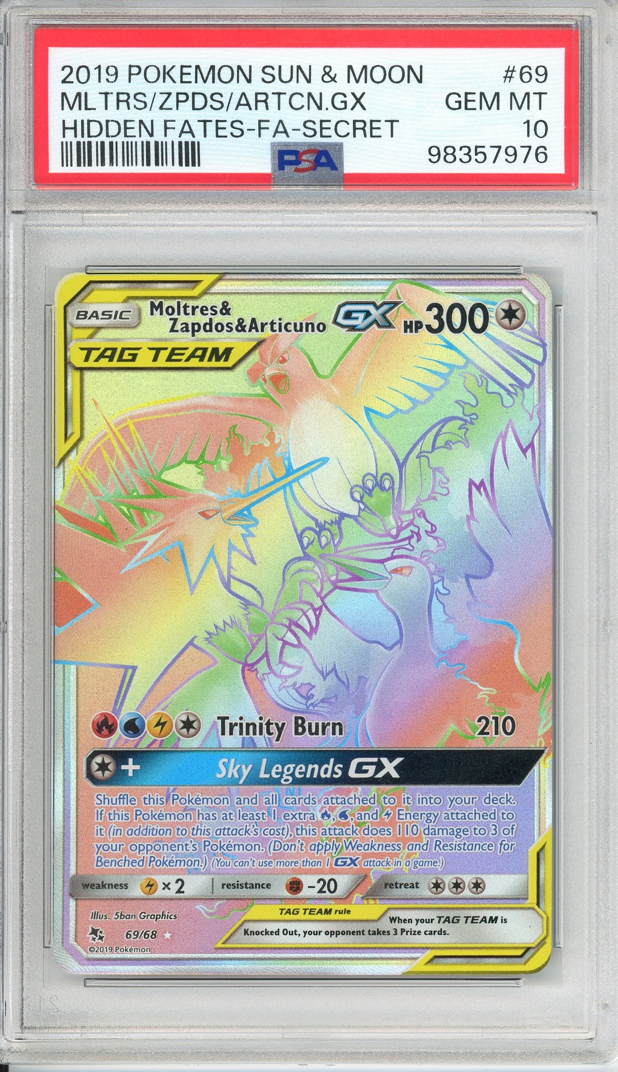 Pokemon Graded: Moltres & Zapdos & Articuno GX PSA 10 – Double