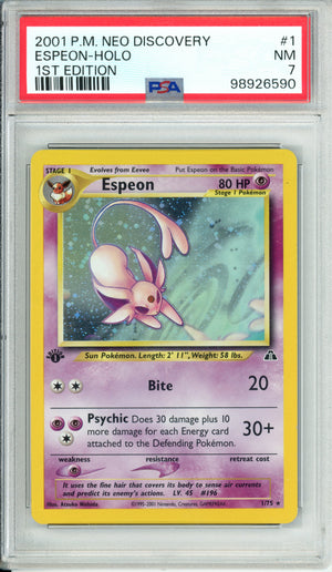 Pokemon Graded: Espeon 1st Edition 1/75 Neo Discovery (2001) Holo PSA 7