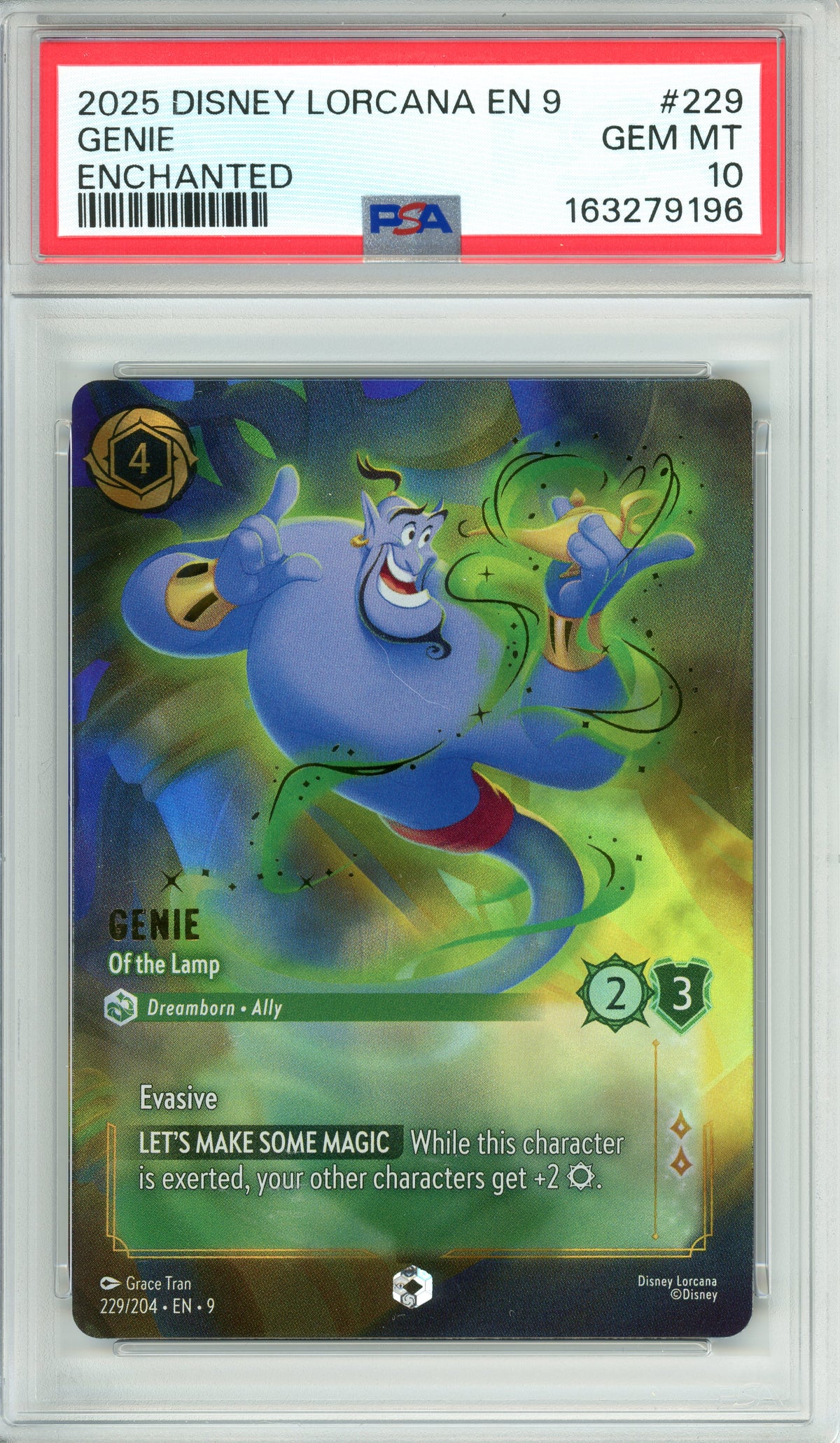 Lorcana Graded: Genie Of The Lamp 229/204 Enchanted (2025) PSA 10