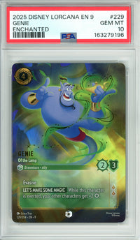Lorcana Graded: Genie Of The Lamp 229/204 Enchanted (2025) PSA 10
