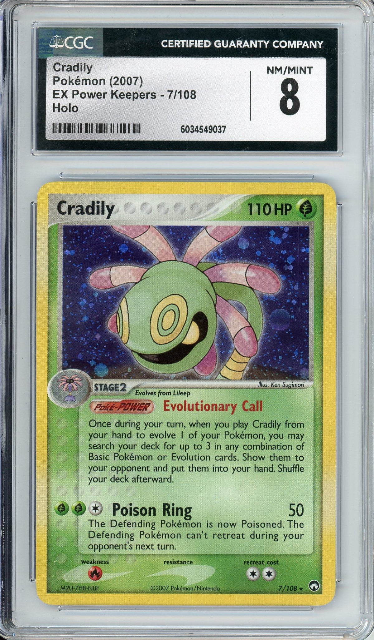 Pokemon Graded: Cradily 7/108 EX Power Keepers (2007) Holo CGC 8
