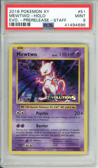 Pokemon Graded: Mewtwo 51/108 XY Evolutions Prerelease STAFF (2016) PSA 9