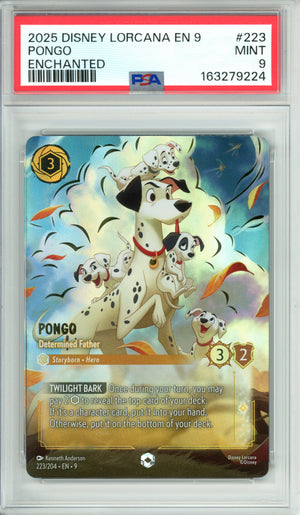 Lorcana Graded: Pongo Determined Father 223/203 Enchanted (2025) PSA 9