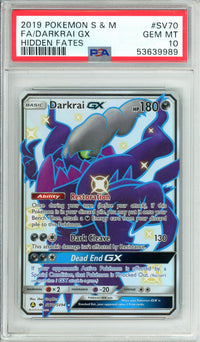 Pokemon Graded: Darkrai GX SV70/SV94 Hidden Fates (2019) Holo PSA 10