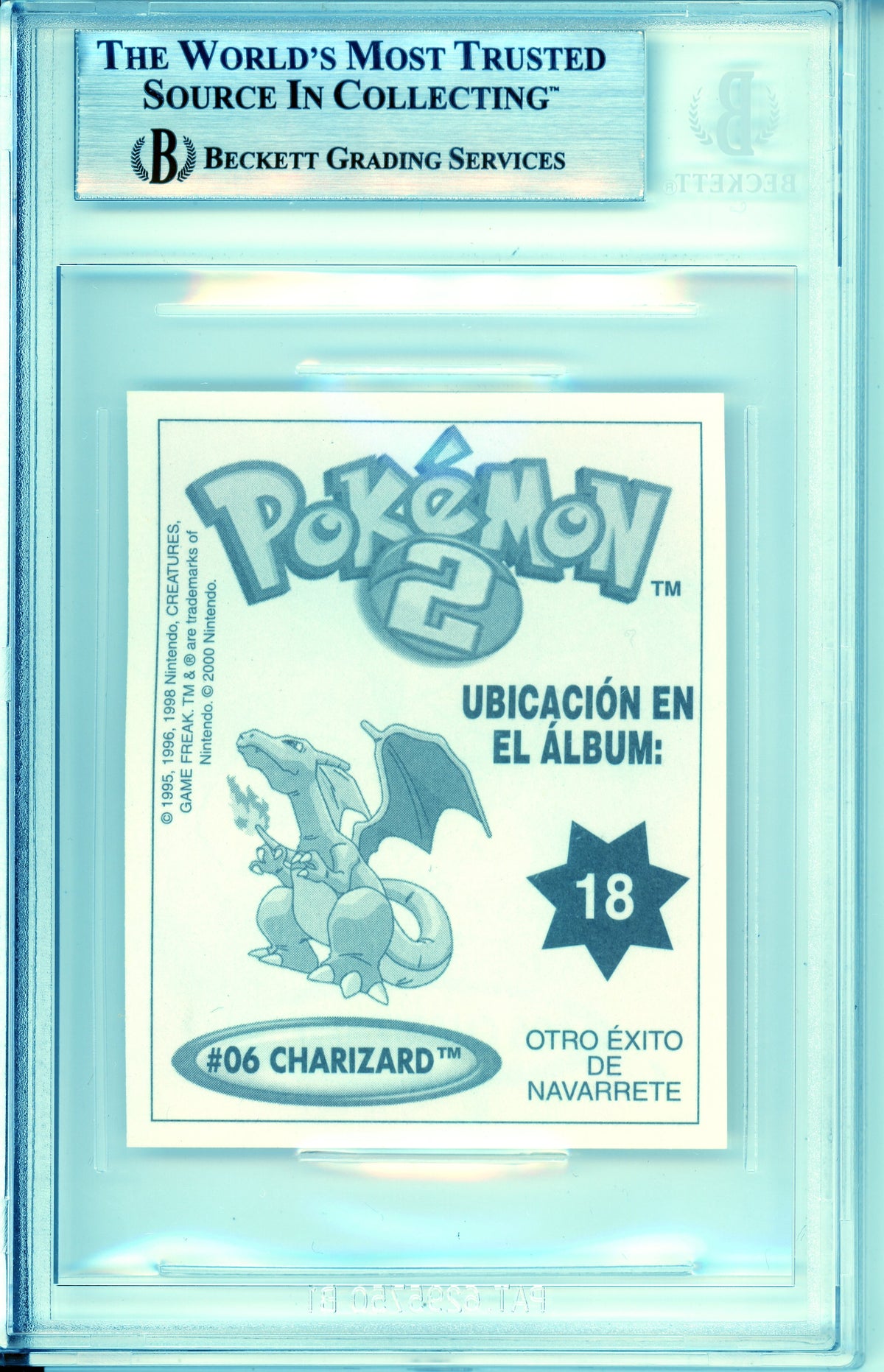 Pokemon Graded: #06 Charizard Ultra Figus 2 Stickers (2000) Beckett 8