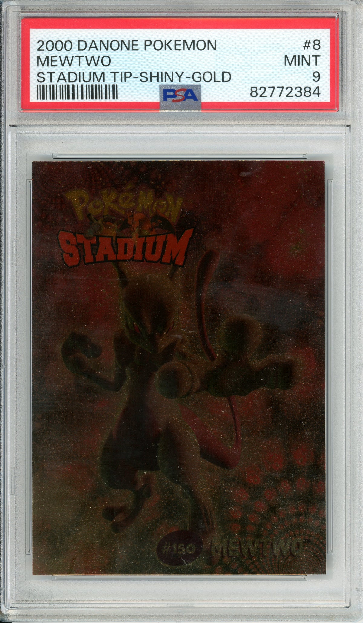 Pokemon Graded: Mewtwo #150 Danone Stadium Tip (2000) Gold PSA 9