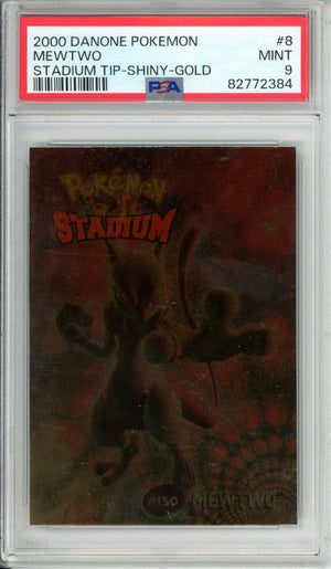 Pokemon Graded: Mewtwo #150 Danone Stadium Tip (2000) Gold PSA 9