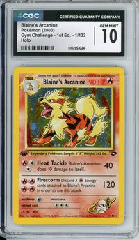 Pokemon Graded: Blaine's Arcanine 1st Edition 1/132 Gym Challenge (2000) Holo CGC 10