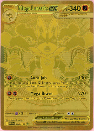 Pokemon Single: Mega Lucario ex 188/132 Mega Evolution (2025) Hyper Rare NM
