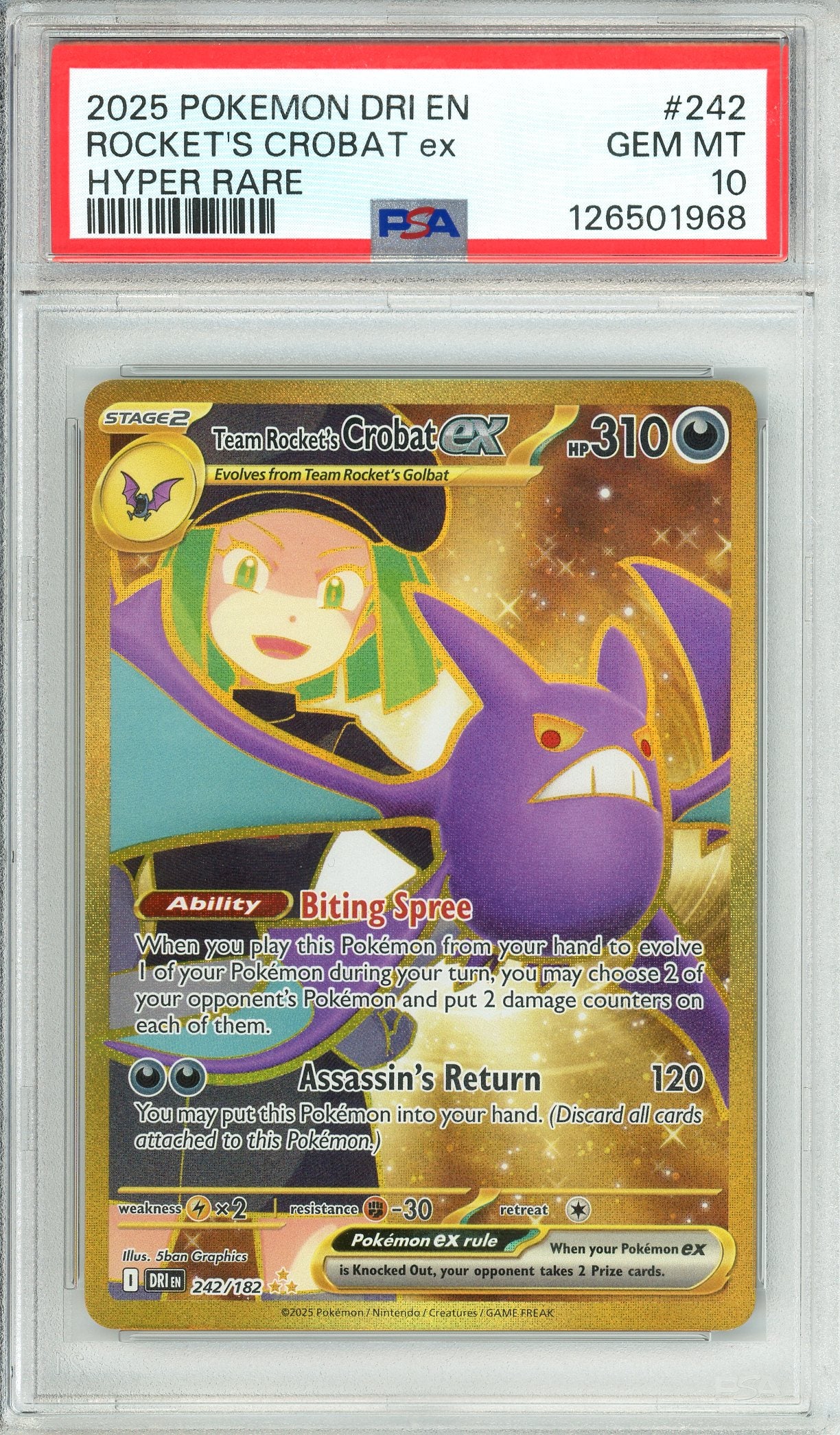 Pokemon Graded: Team Rocket's Crobat ex 242/182 Destined Rivals