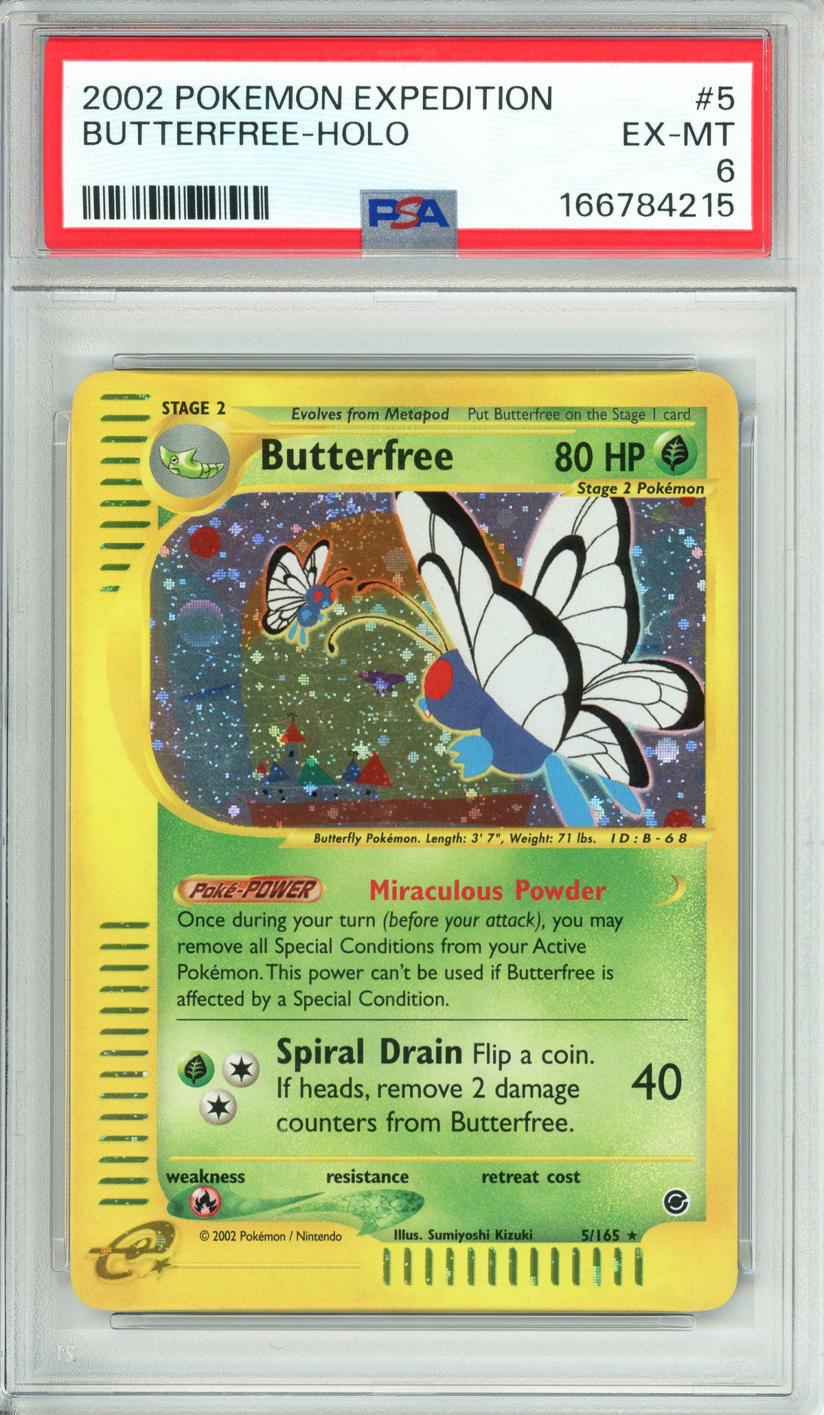 Pokemon Graded: Butterfree 5/165 Expedition (2002) Holo PSA 6