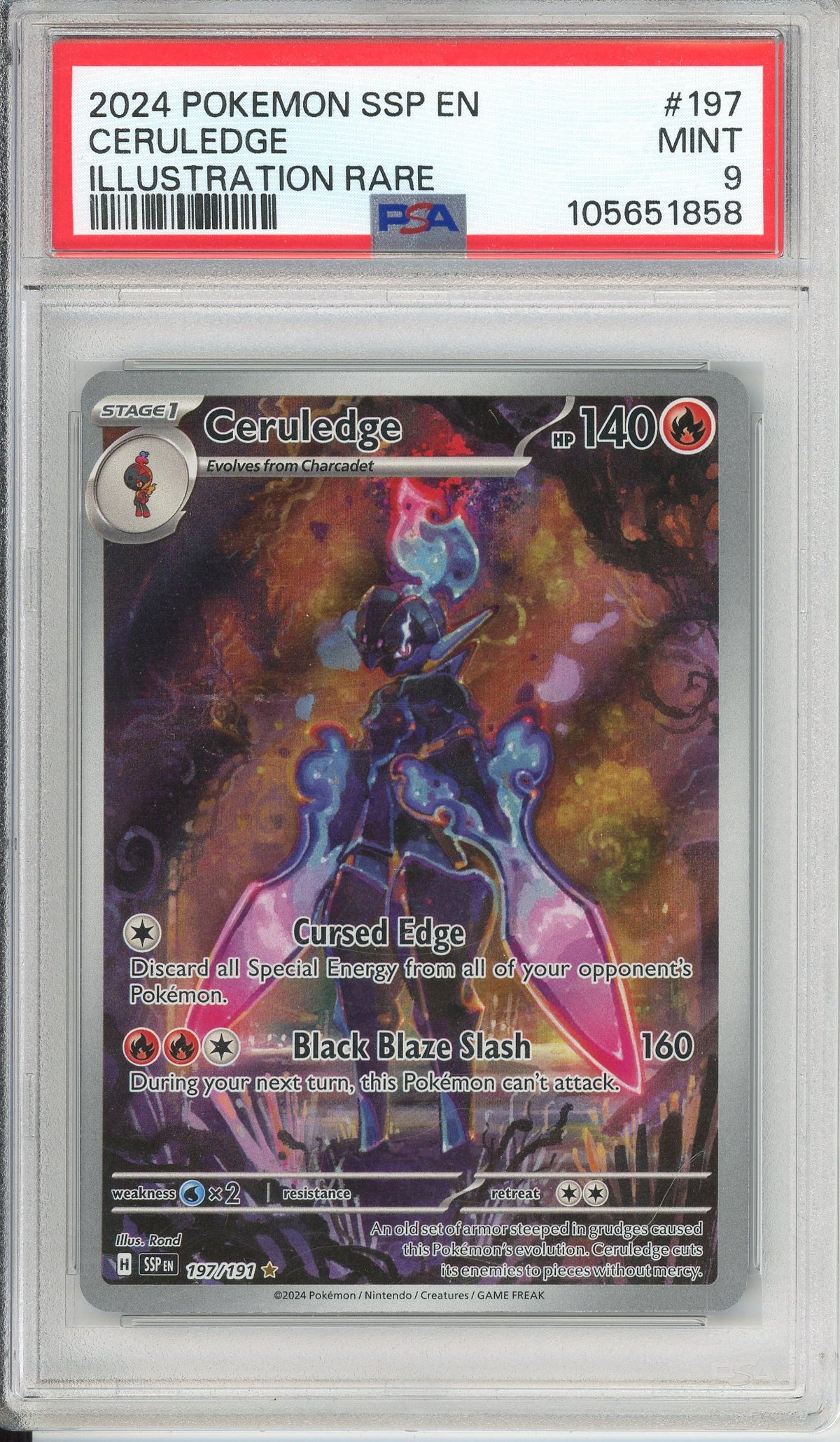 Pokemon Graded: Ceruledge 197/191 Surging Sparks (2024) IR Holo PSA 9