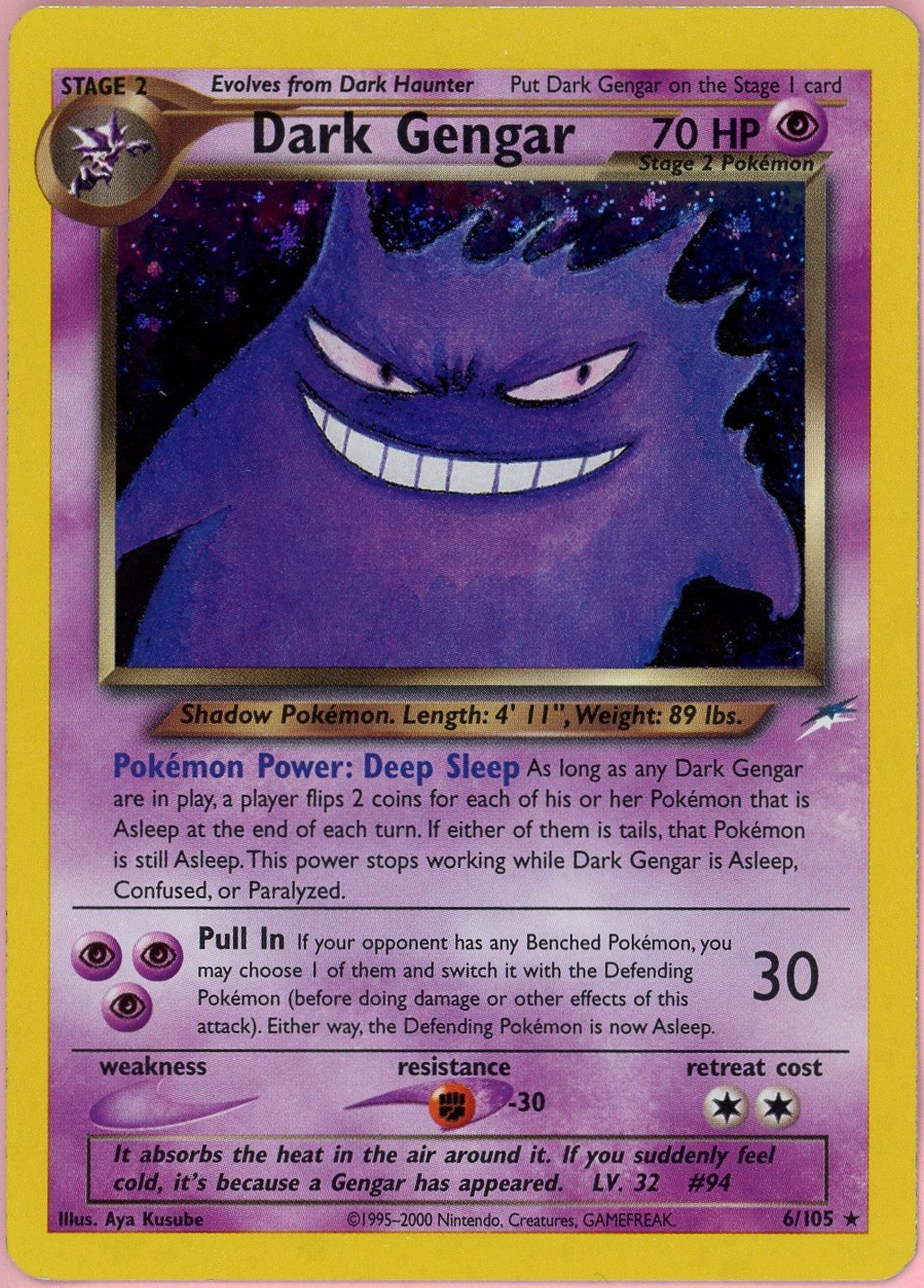 Pokemon Single: Dark Gengar 6/105 Neo Destiny (2002) Holo LP