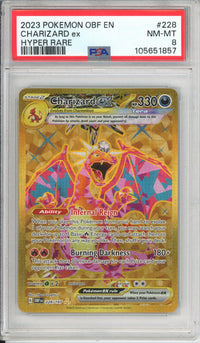 Pokemon Graded: Charizard ex 228/197 Obsidian Flames (2023) Gold Hyper Rare PSA 8