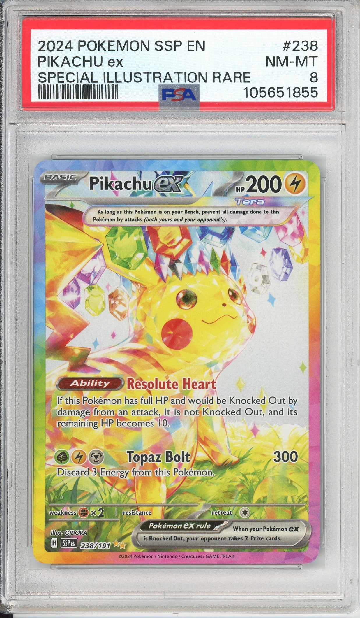 Pokemon Graded: Pikachu ex 238/191 Surging Sparks (2024) Holo PSA 8 Double Infinity Gaming Pokemon Graded: Pikachu ex 238/191 Surging Sparks (2024) Holo PSA 8 Double Infinity Gaming