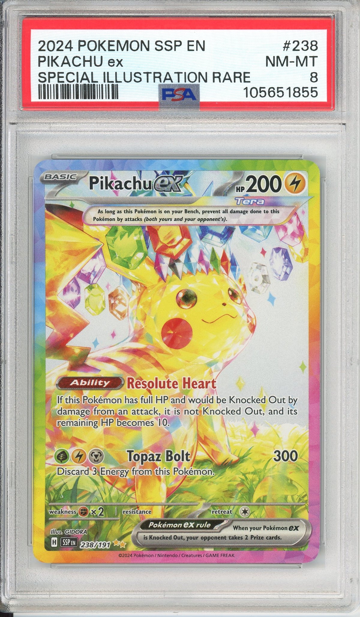 Pokemon Graded: Pikachu ex 238/191 Surging Sparks (2024) Holo PSA 8