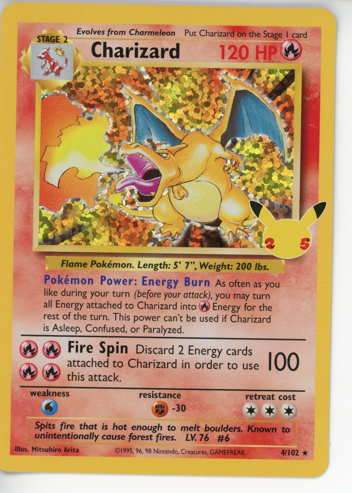 Pokemon Single: Charizard- Celebrations: Classic Collection 4/102 NM