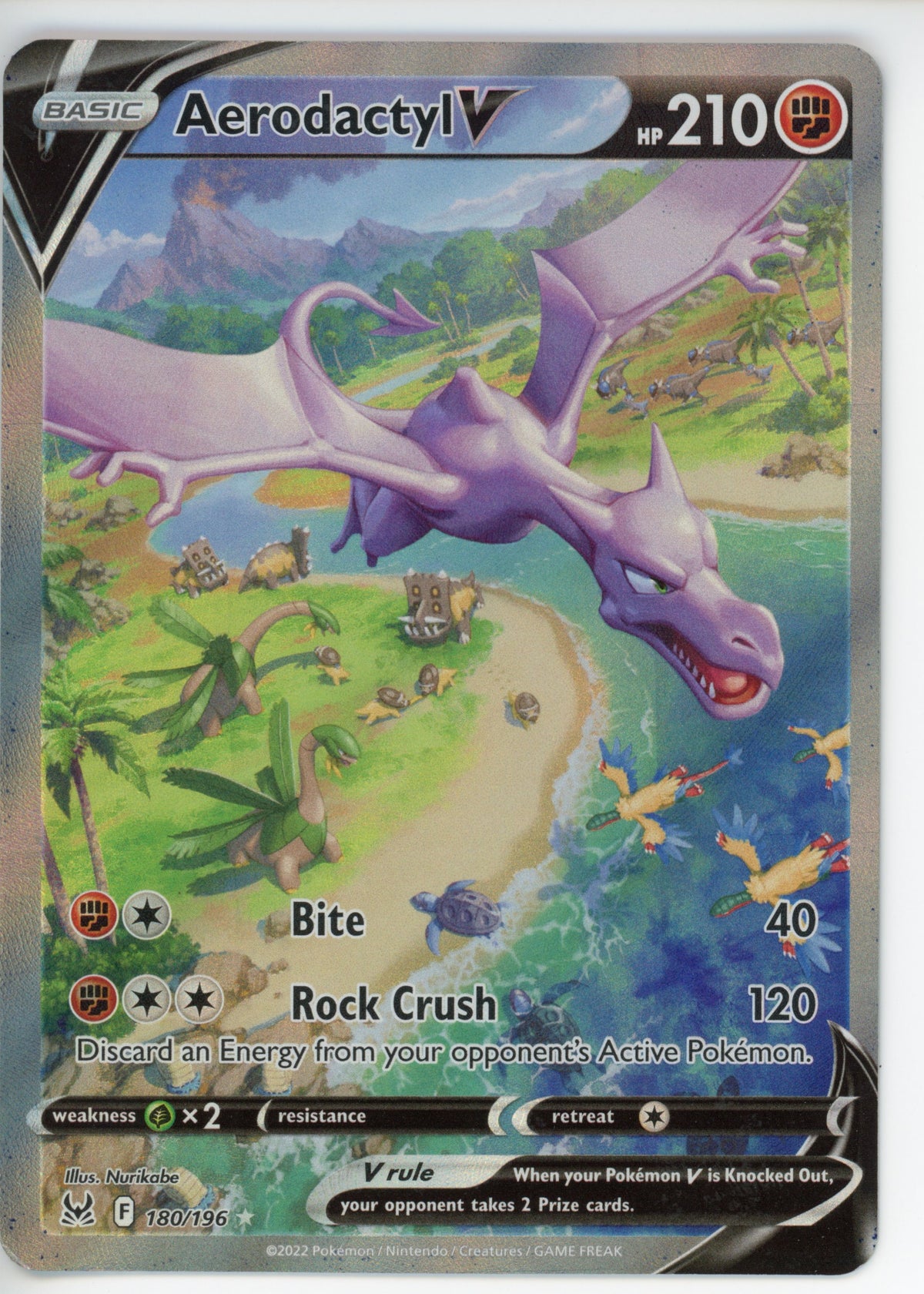 Pokemon Single: Aerodactyl V 180/196 Alt Full Art SWSH11- LP