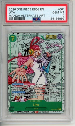 One Piece Graded: Uta (2026) EB03-061 Manga Alternate Art PSA 10