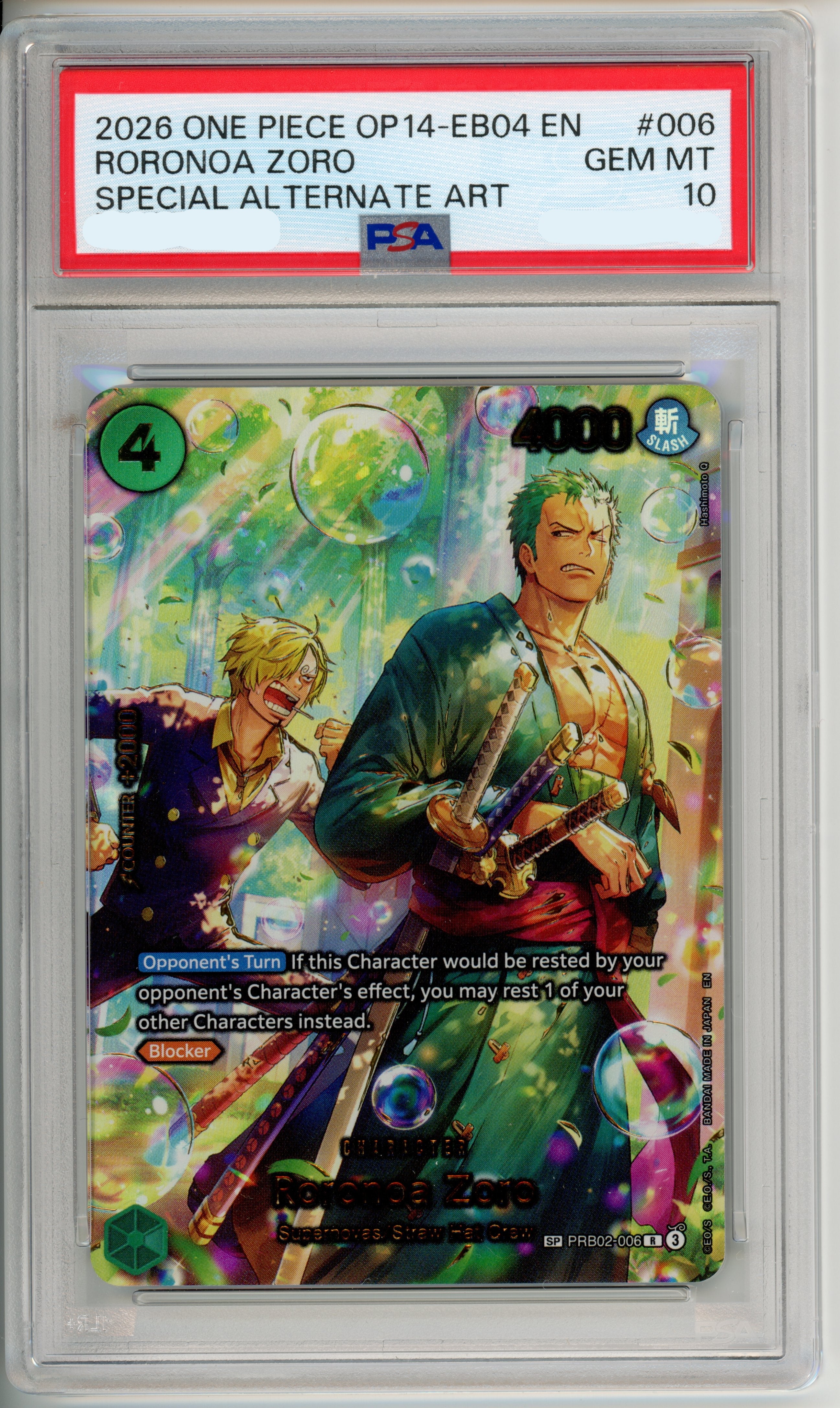 One Piece Graded: Roronoa Zoro (2026) Op14-EB04 Special Alt Art