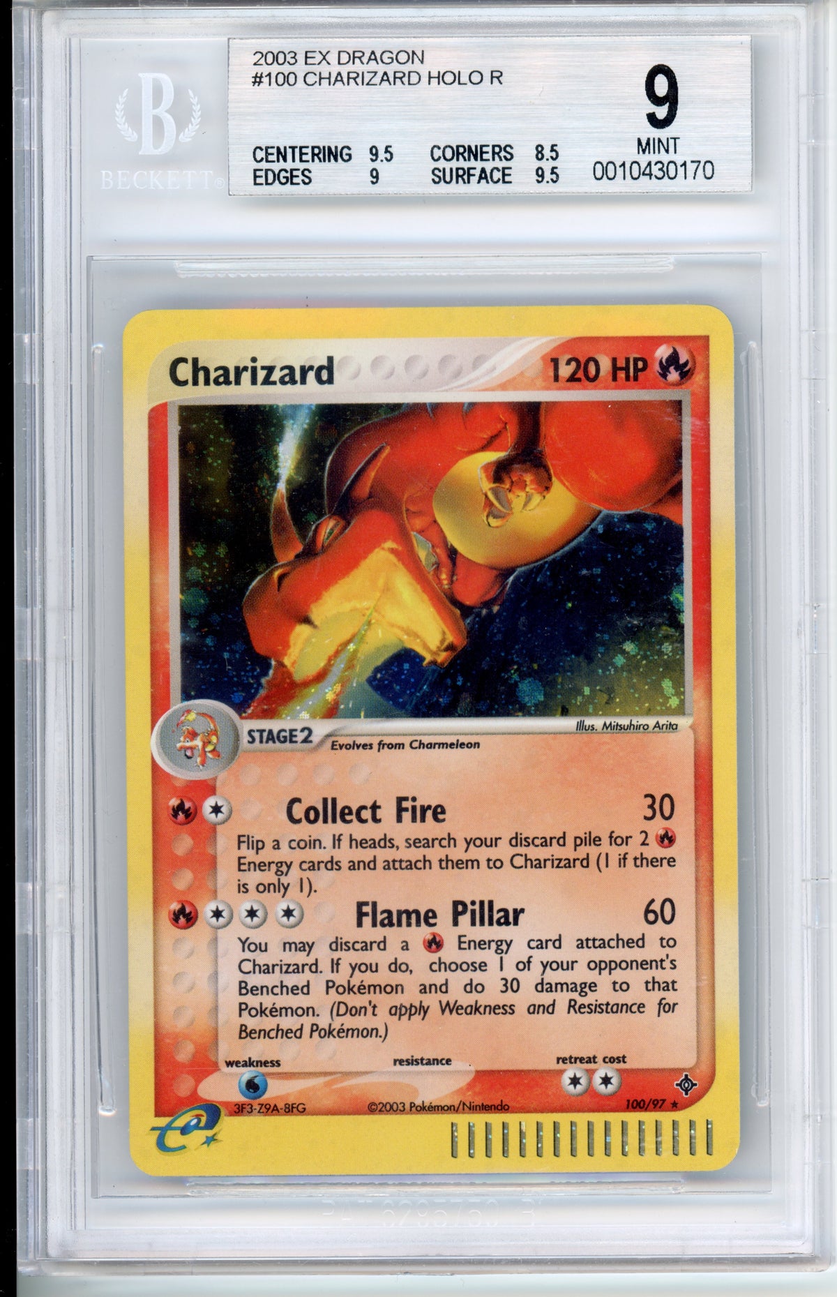 Pokemon Graded: Charizard Holo R 2003 EX Dragon #100 Beckett 9