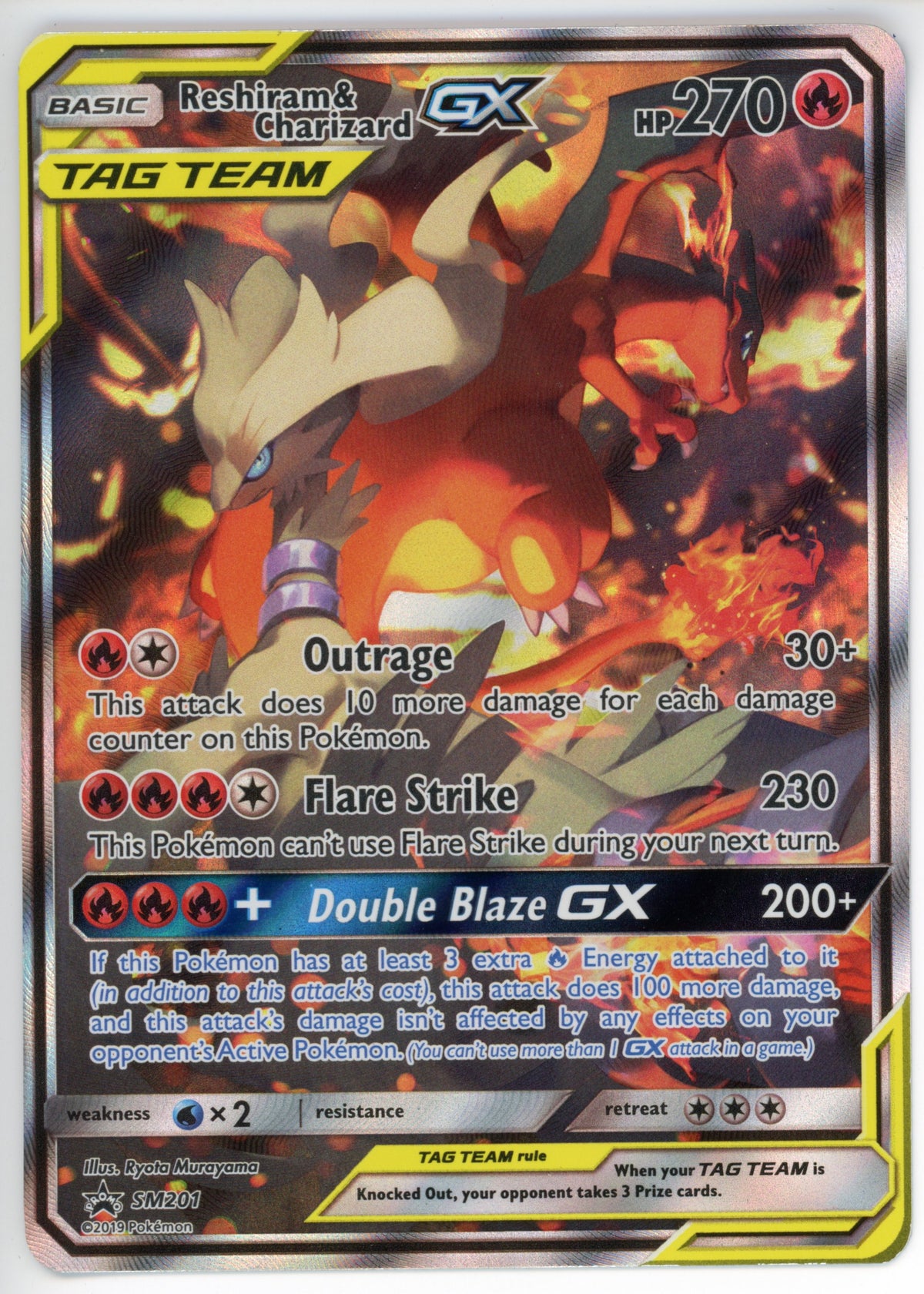 Pokemon Single: Rashiram & Charizard GX SM201 LP