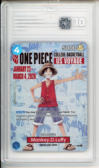 One Piece Graded: Monkey. D Luffy (2026) College Basketball US Voyage Tag 10