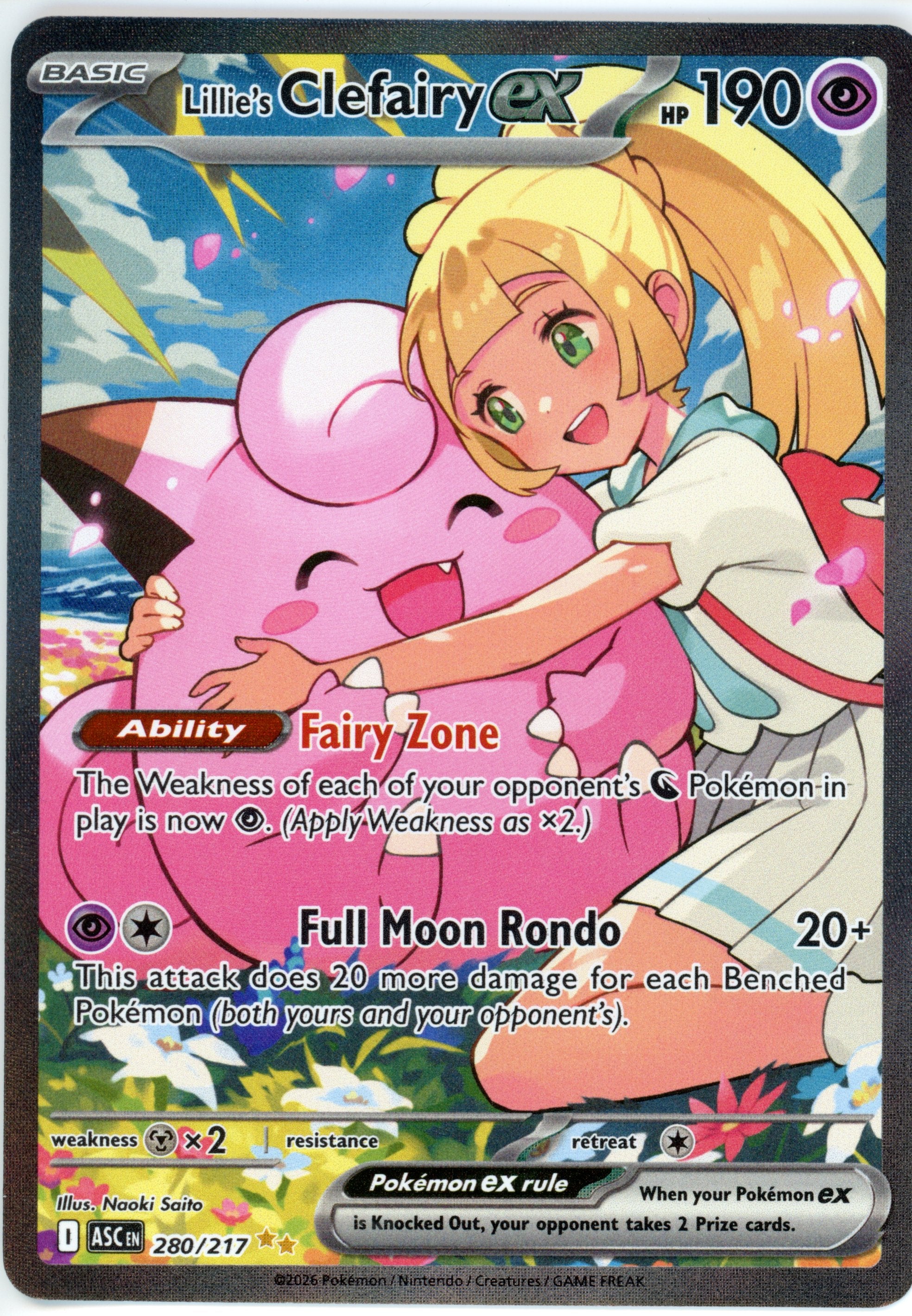 Pokemon Single: Lillie's Clefairy EX 280/217 NM – Double Infinity
