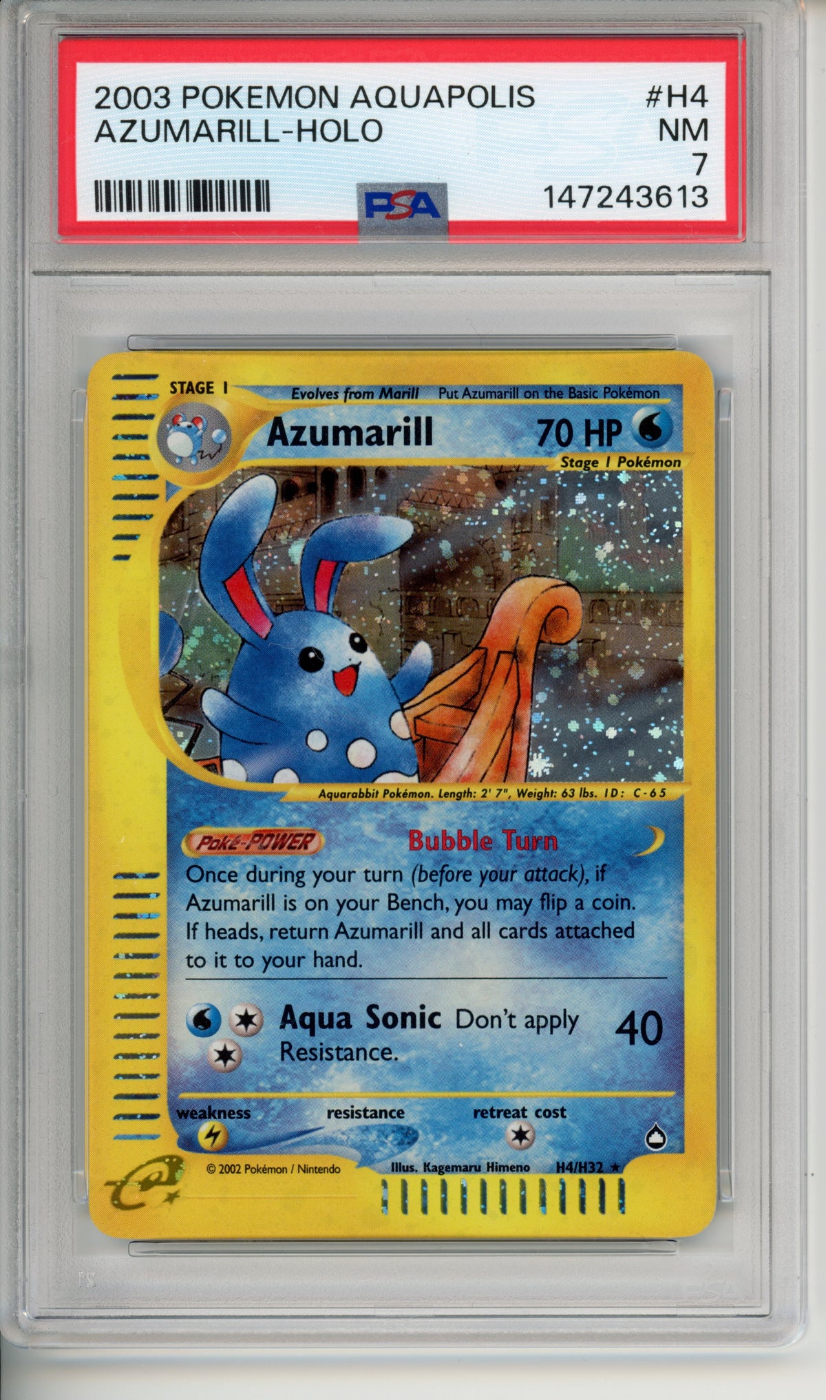 Pokemon Graded: 2003 Azumarill- Holo H4 PSA 7