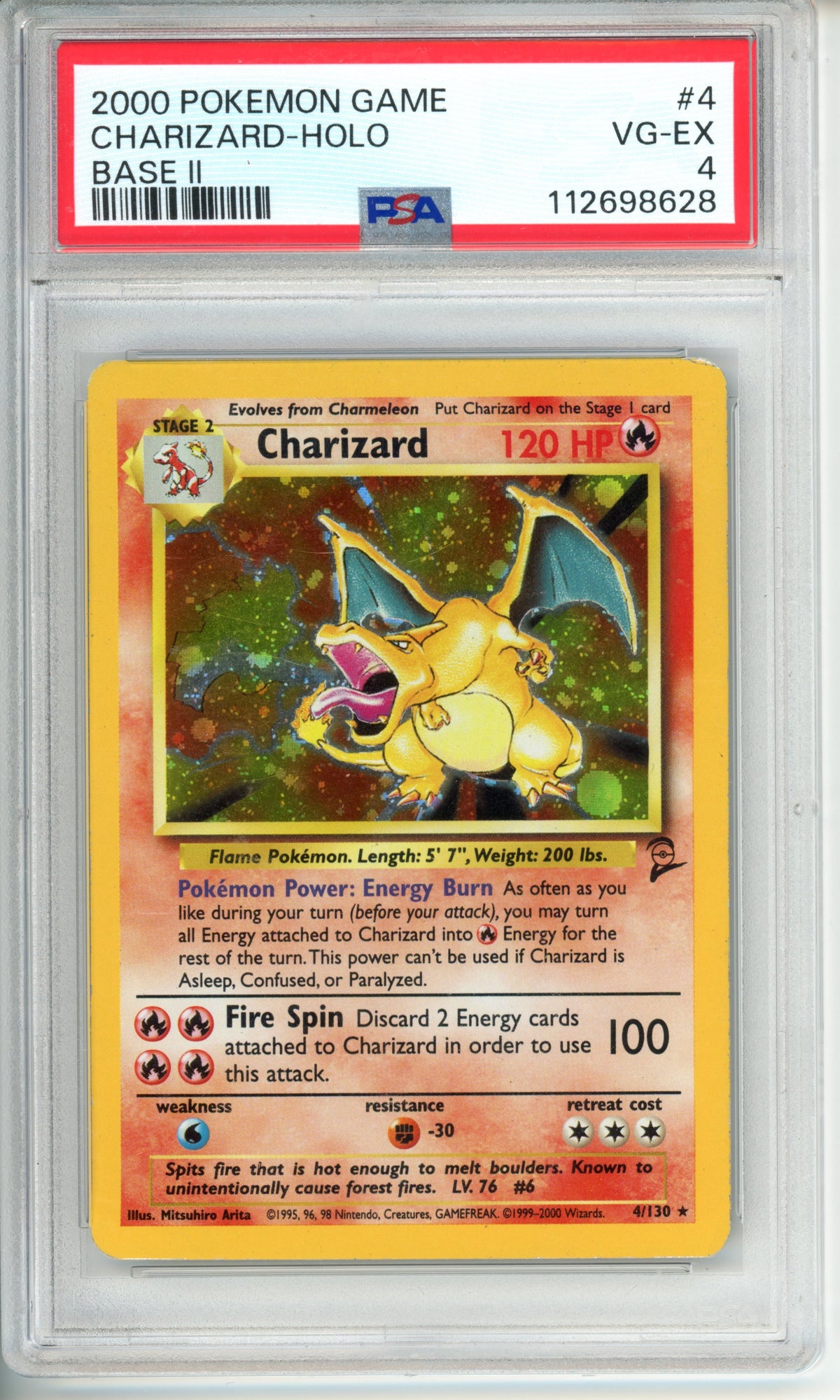 Pokemon Graded: Charizard Holo Base Set 2 2000 PSA 4