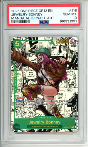 One Piece Graded: Jewelry Bonney OP12-118 Manga Alt Art PSA 10