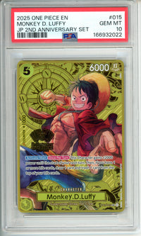 One Piece Graded: Monkey. D. Luffy 2nd Anniversary Set #015 PSA 10